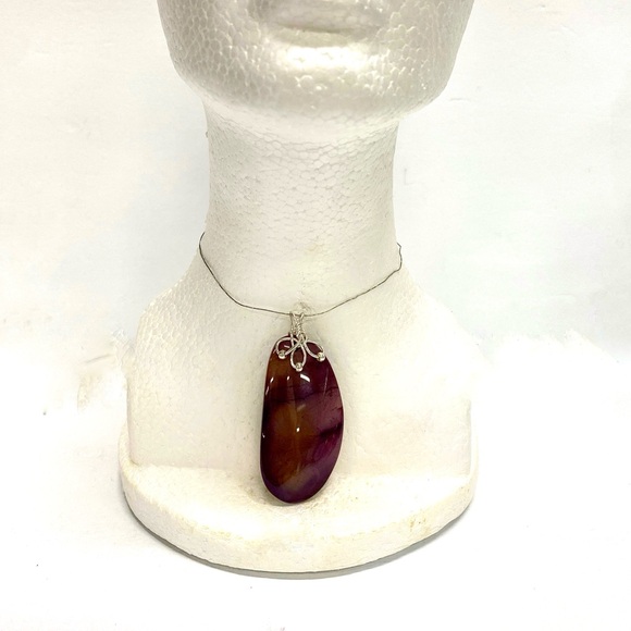HANDMADE Mookaite Jasper Wire Wrapped Statement Pendant with SS Bead Accent - Picture 2 of 8
